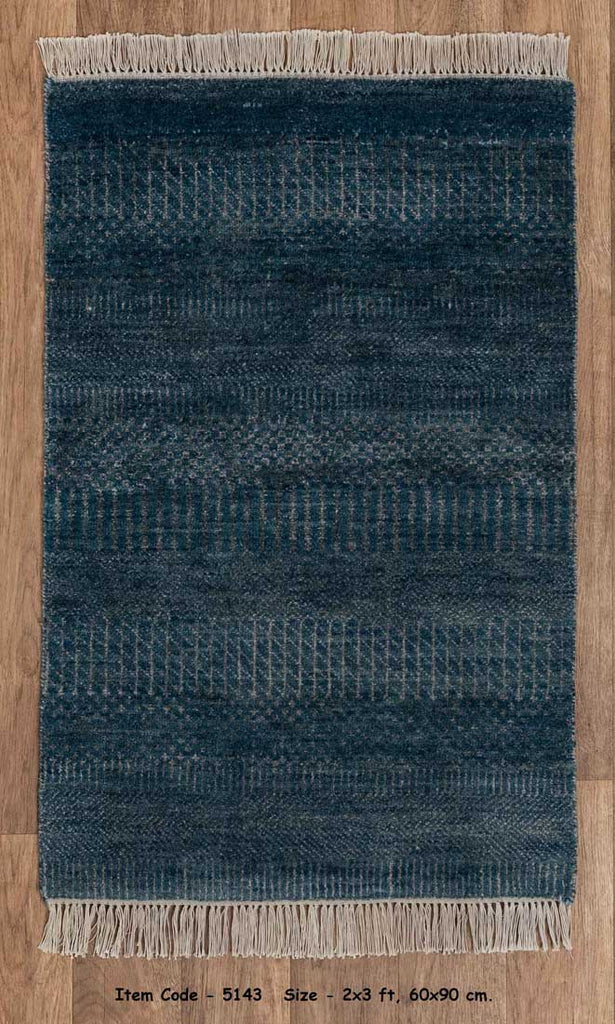 Luxury - Gradient Blue Grey Wool & Bamboo Silk Hand Knotted Premium Carpet