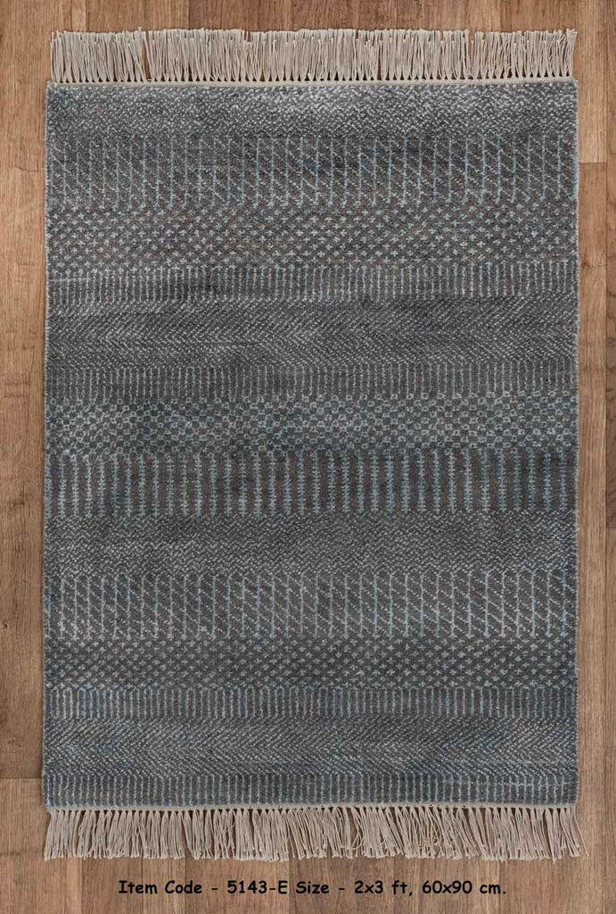 Luxury - Flow Brown Blue Wool & Bamboo Silk Hand Knotted Premium Carpet