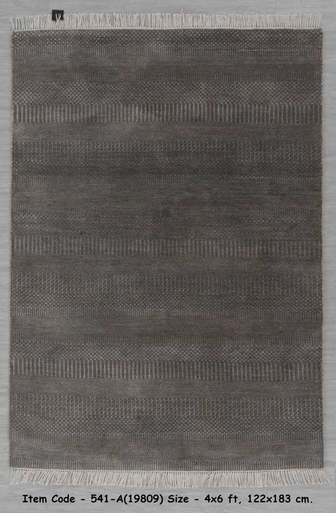 Luxury - Sunray Brown Grey Wool & Bamboo Silk Hand Knotted Premium Carpet