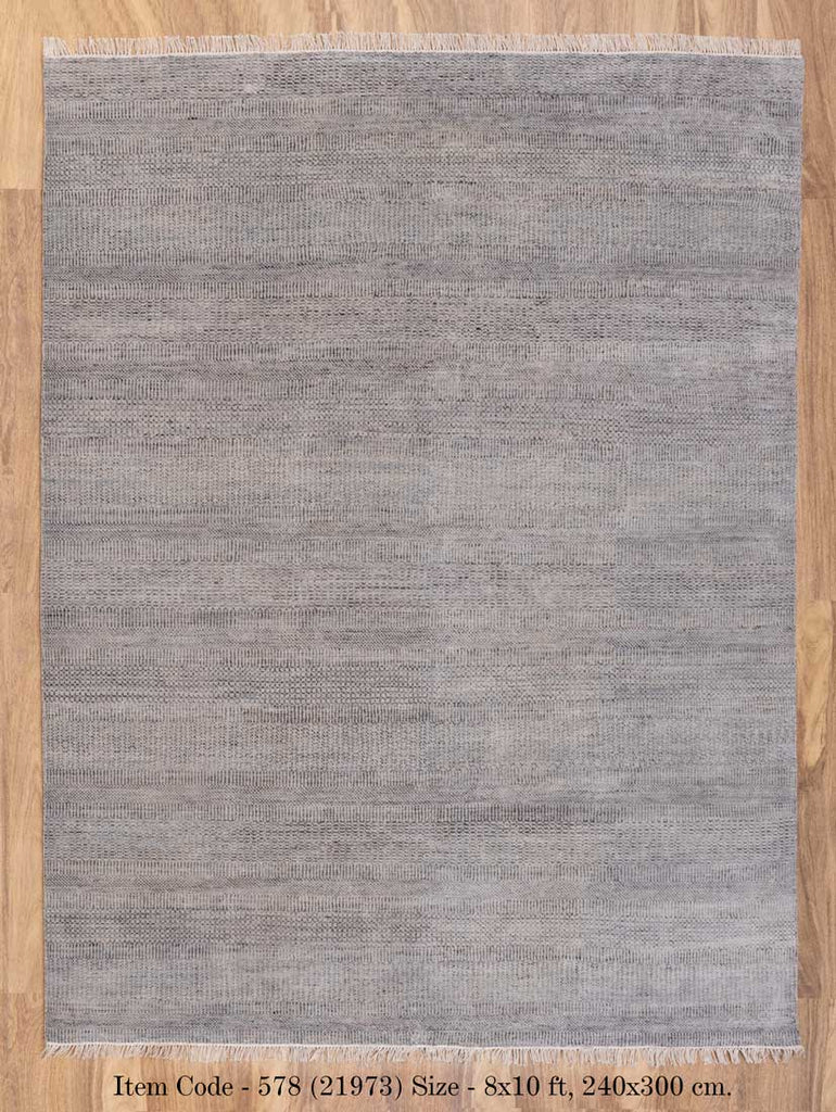 Luxury - Taproot Grey Silver Wool & Bamboo Silk Hand Knotted Premium Carpet
