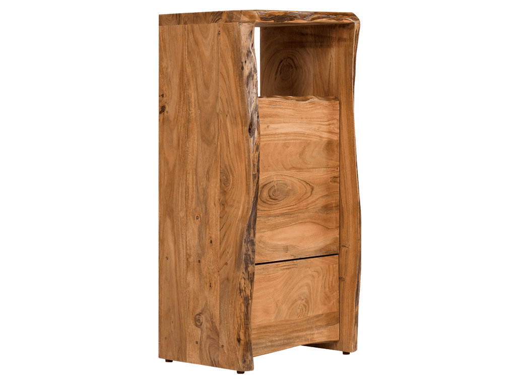 Wooden LOG Indiana Thar Bookcase with Door & Drawer Natural