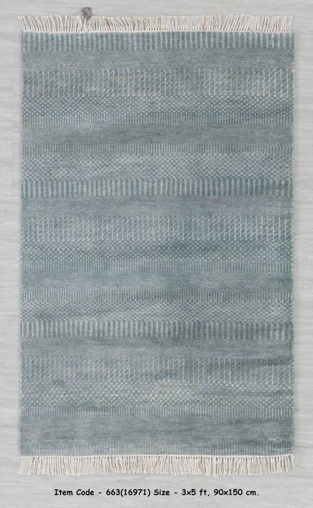 Luxury - Arvin Grey Blue Wool & Bamboo Silk Hand Knotted Premium Carpet