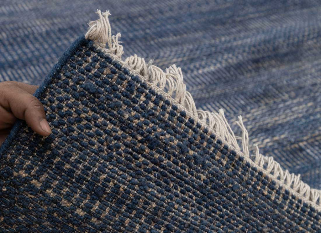 Luxury - Birchwood Blue Gold Wool & Bamboo Silk Hand Knotted Premium Carpet