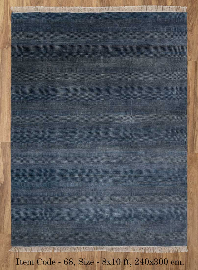 Luxury - Marigold Blue Grey Wool & Bamboo Silk Hand Knotted Premium Carpet