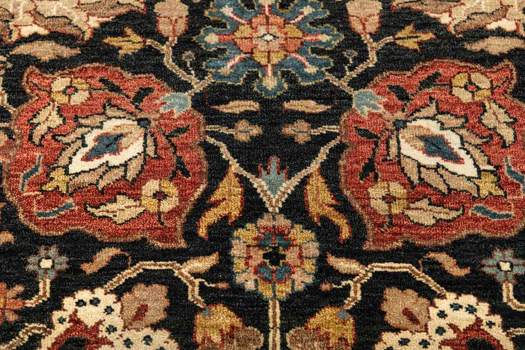 Bageecha Black Red 100% Wool Hand Knotted Carpet