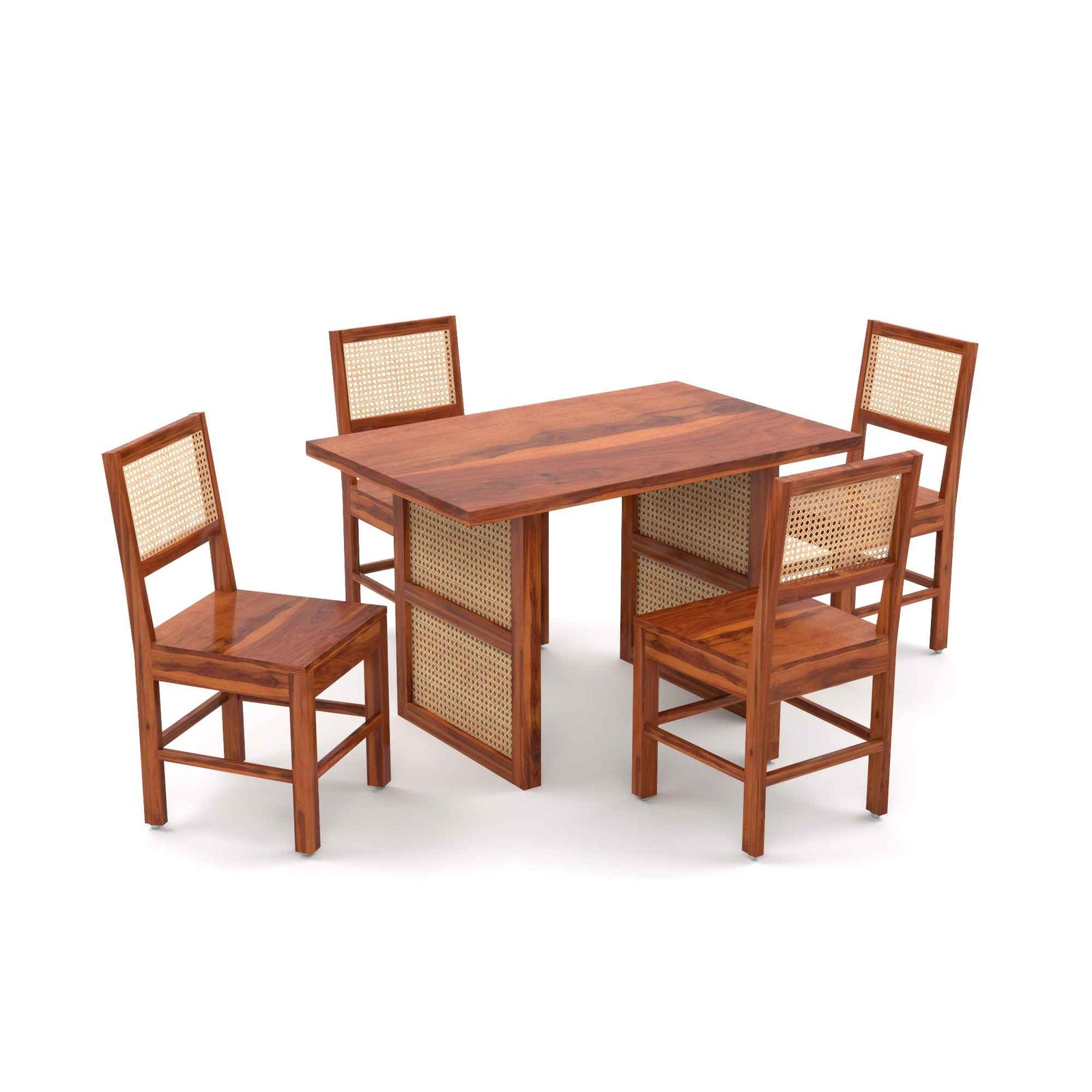 Solid Wood Scane Dining Set with Cane Back Chairs
