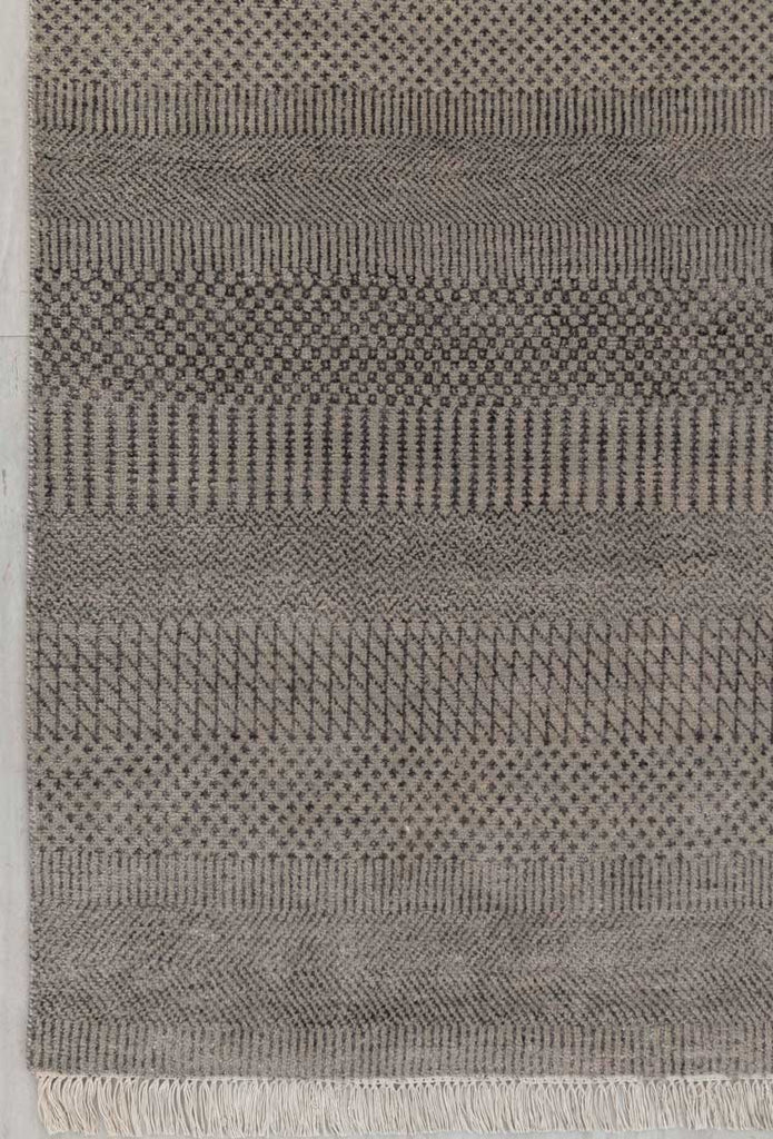Luxury - Deco Grey Charcoal Wool & Bamboo Silk Hand Knotted Premium Carpet