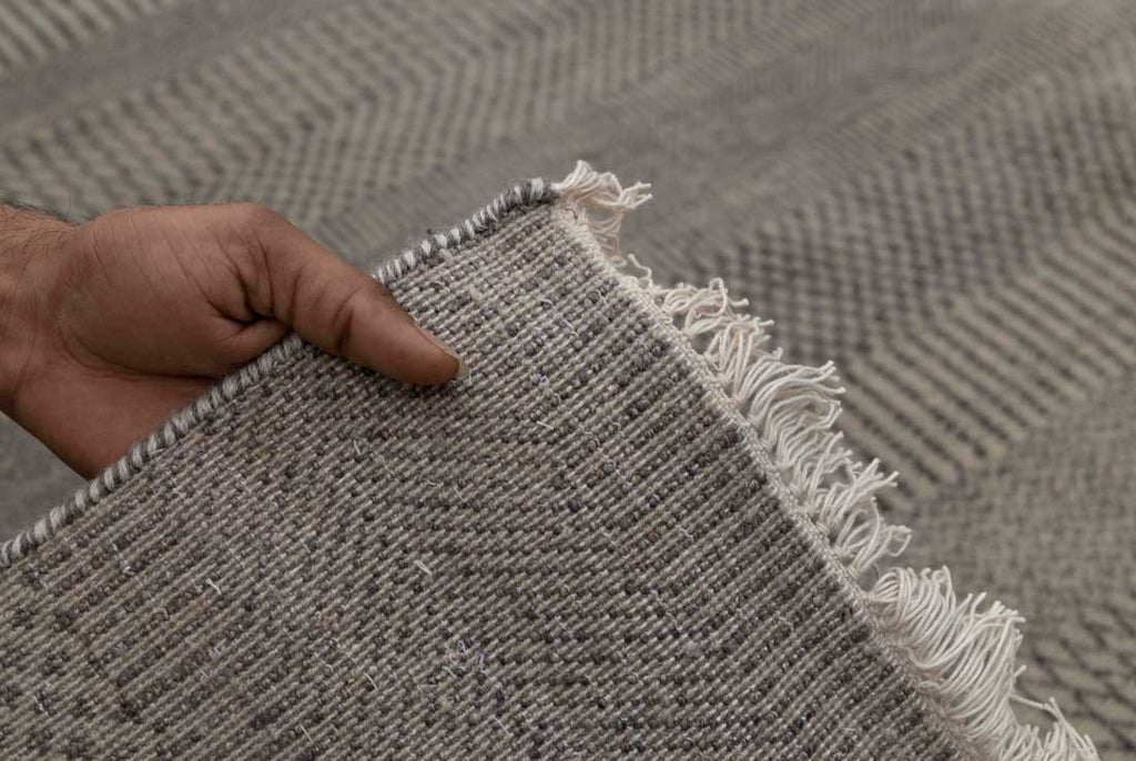 Luxury - Deco Grey Charcoal Wool & Bamboo Silk Hand Knotted Premium Carpet
