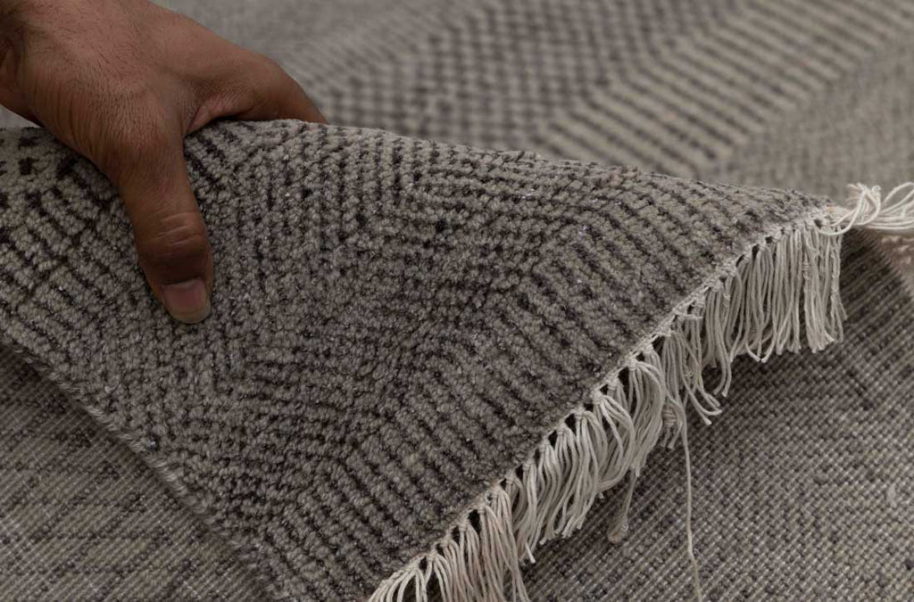 Luxury - Deco Grey Charcoal Wool & Bamboo Silk Hand Knotted Premium Carpet