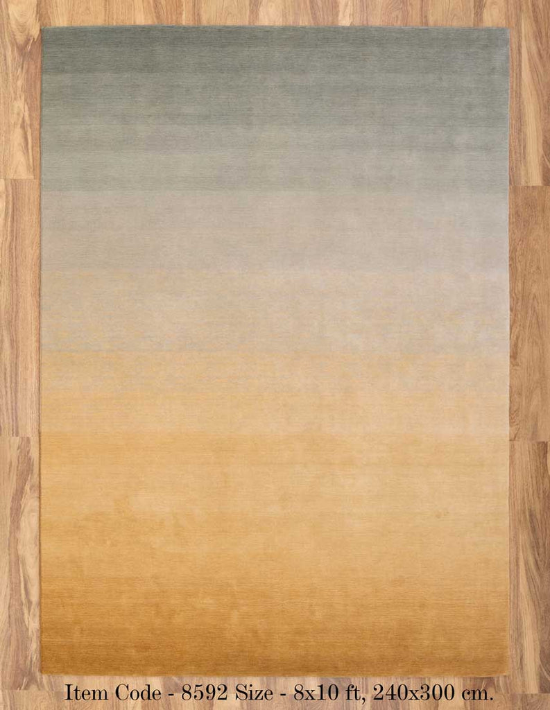 Luxury - Ombre Sunset Grey Mustard New Zealand Wool Hand Loom Premium Carpet