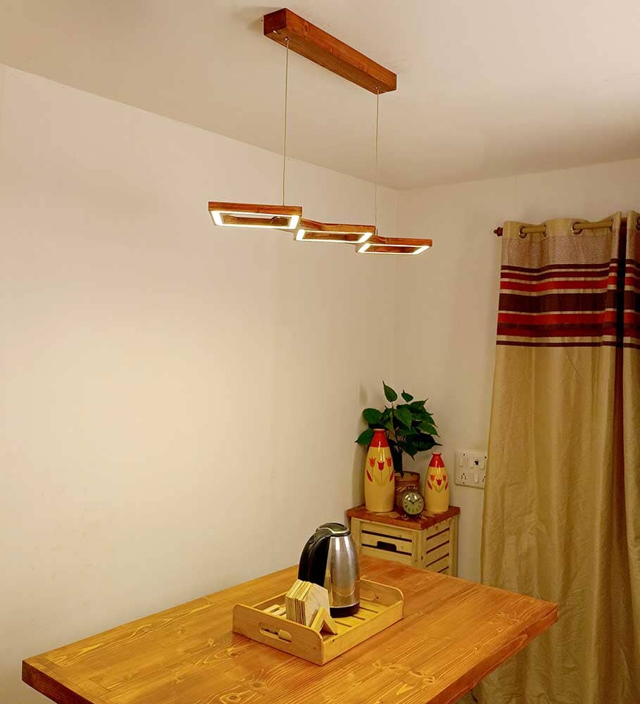 Awry 36 Brown Wooden LED Hanging Lamp