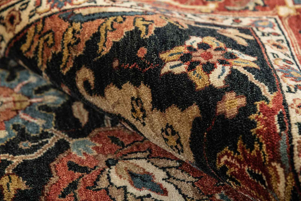 Bageecha Black Red 100% Wool Hand Knotted Carpet