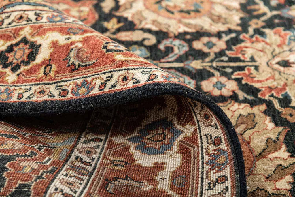 Bageecha Black Red 100% Wool Hand Knotted Carpet