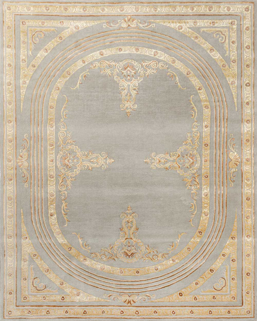 Bagh Silver Gold Wool And Bamboo Silk Hand Tufted Carpet
