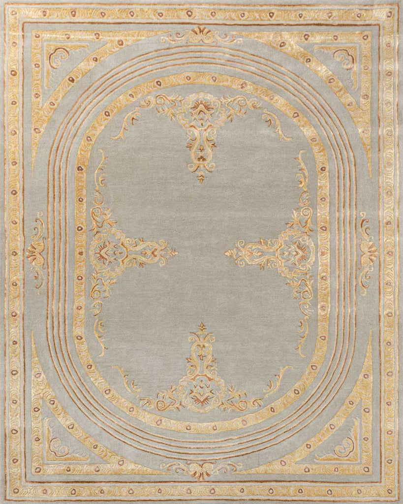 Bagh Silver Gold Wool And Bamboo Silk Hand Tufted Carpet