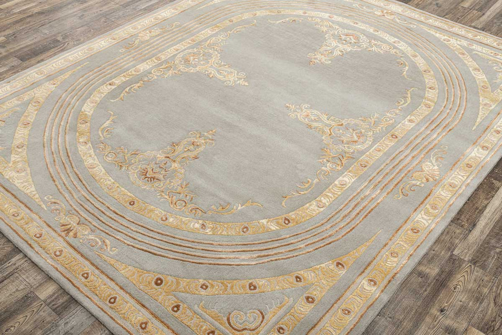 Bagh Silver Gold Wool And Bamboo Silk Hand Tufted Carpet