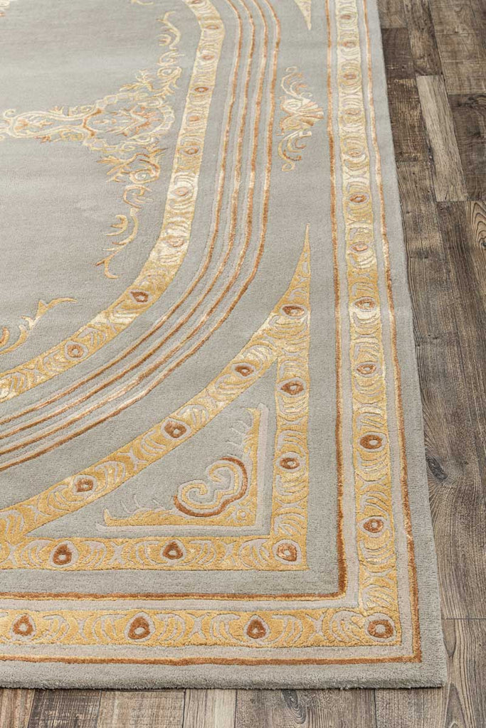 Bagh Silver Gold Wool And Bamboo Silk Hand Tufted Carpet