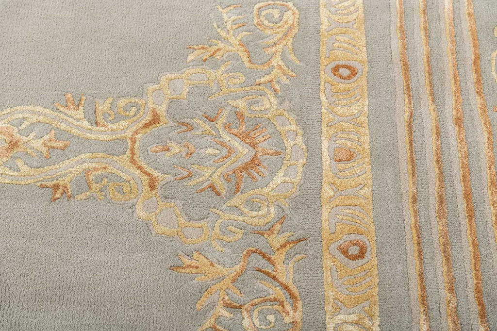 Bagh Silver Gold Wool And Bamboo Silk Hand Tufted Carpet