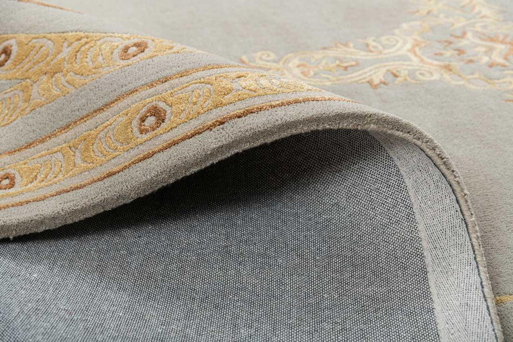 Bagh Silver Gold Wool And Bamboo Silk Hand Tufted Carpet