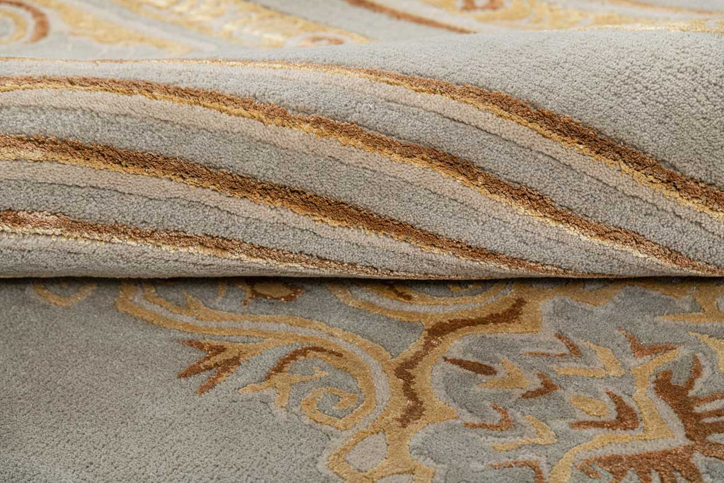 Bagh Silver Gold Wool And Bamboo Silk Hand Tufted Carpet