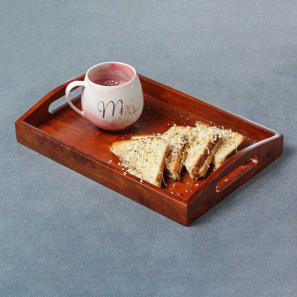 Solid Wood Classic Serving Tray from Mahogany Collection (Set of 2)