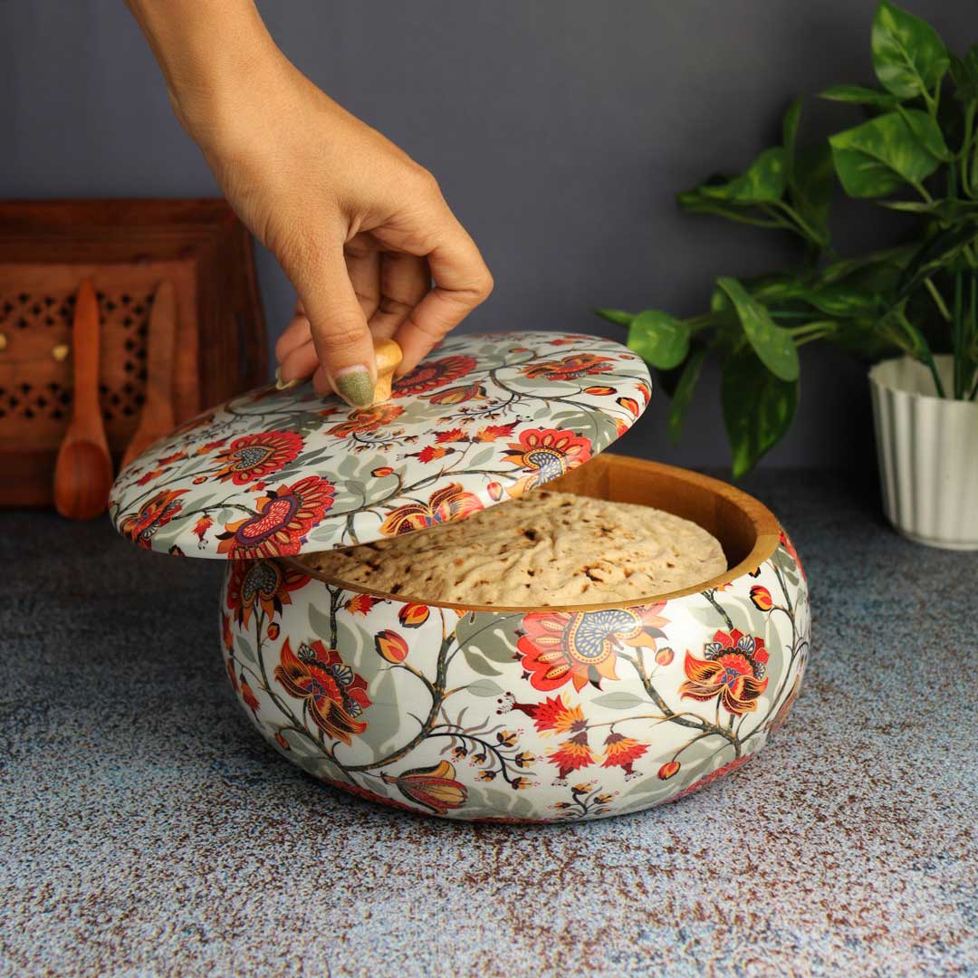 Buy Solid Wood Marigold Roti Box Online | New Launches Kitchenware ...