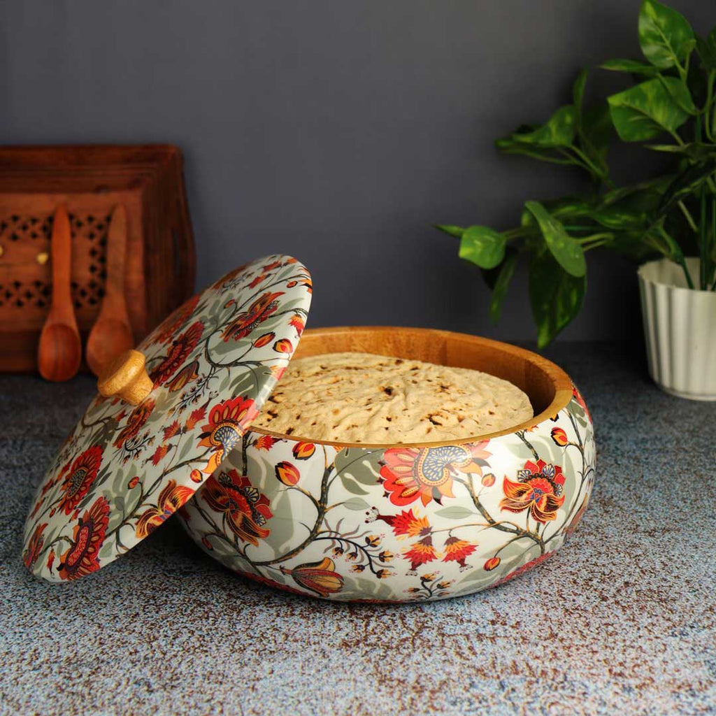 Solid Wood Marigold Roti Box