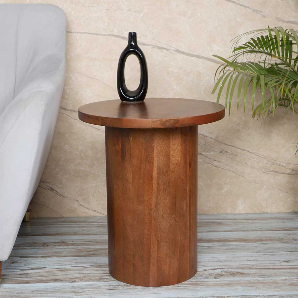 Solid Wood Rounded Twist Accent Table