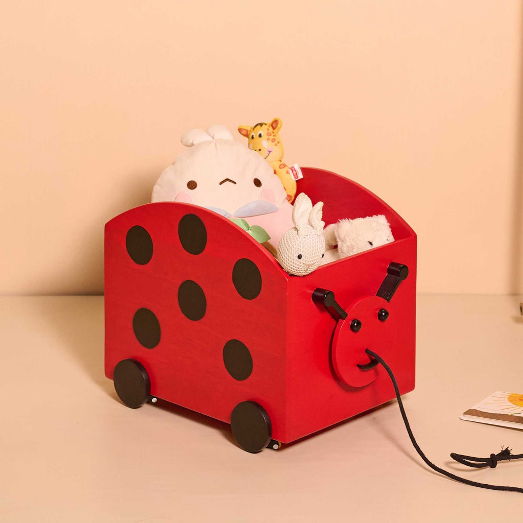 Solid Wood Ladybug Toy Cart