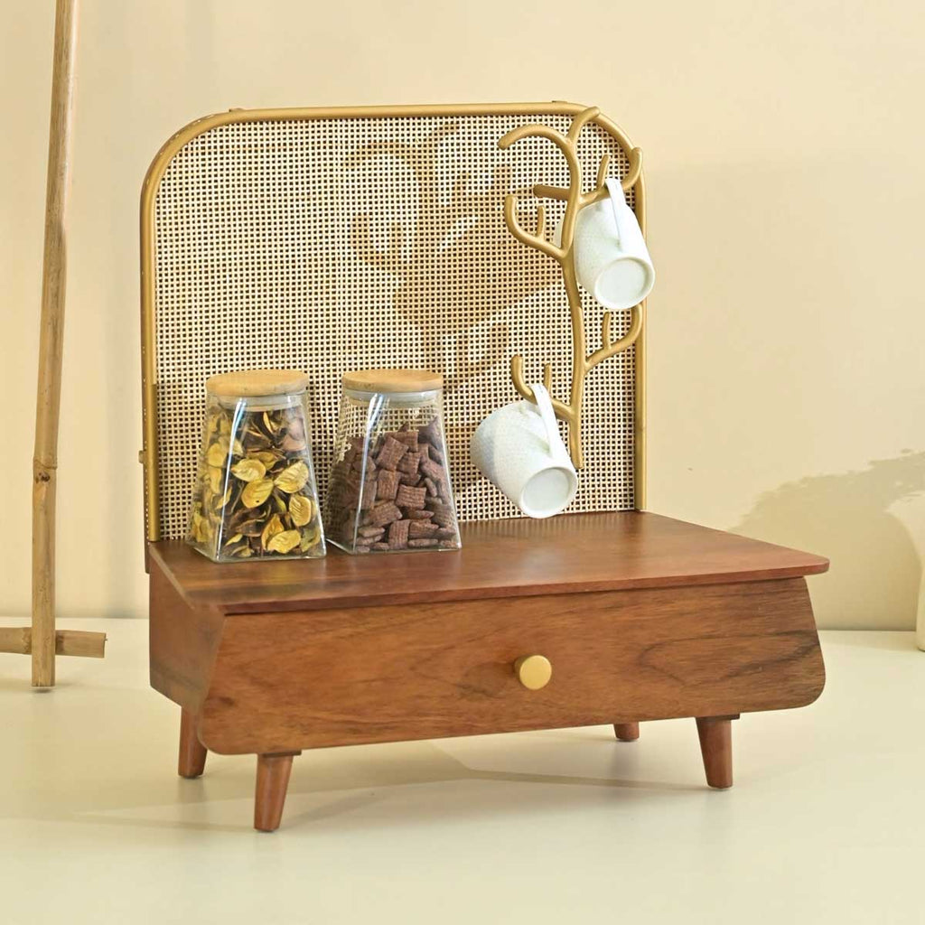 Solid Wood Regalia Coffee Organizer with Cup Holder