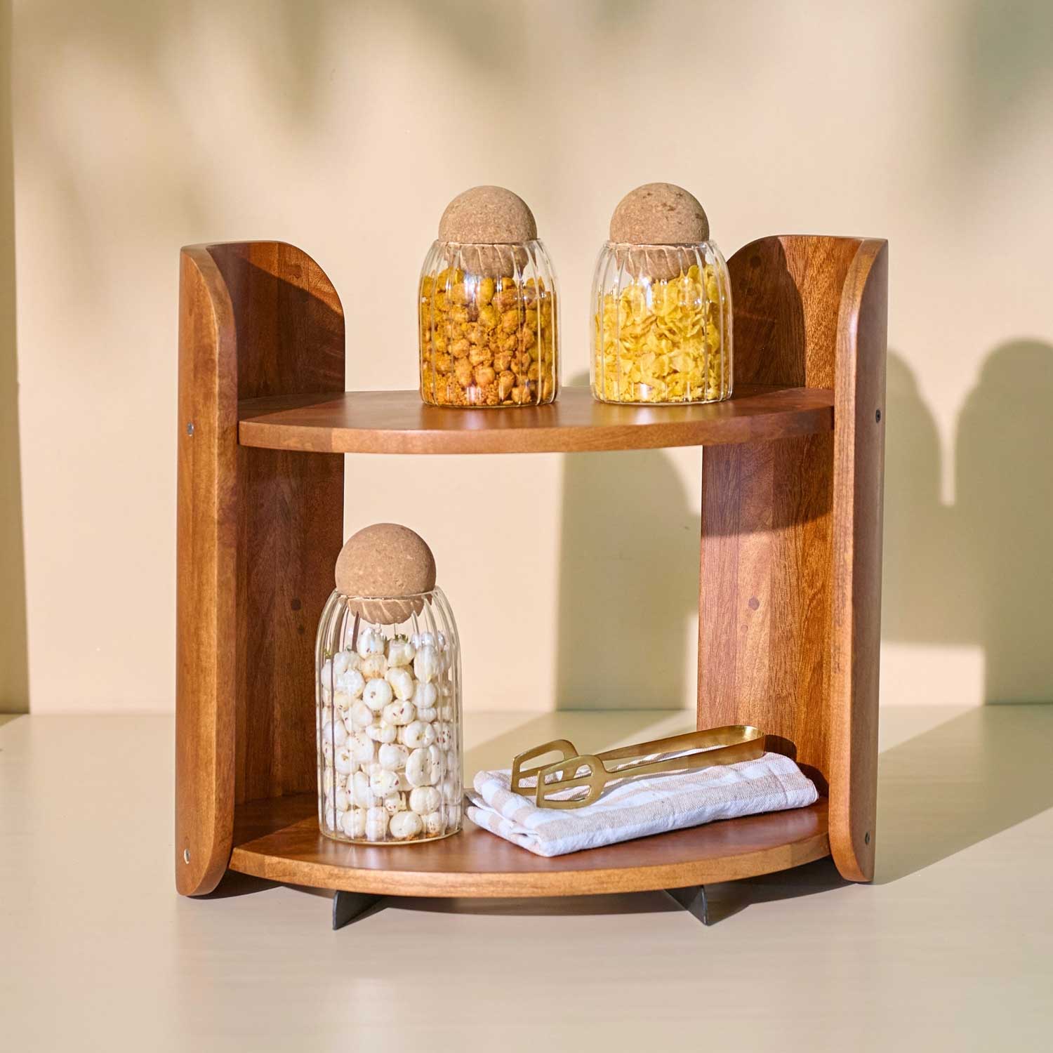Kitchen Wooden Spice Drawers Beauty Panda Wood Spice Rack Organizer Seasoning Organizer For Cabinet Tier Spice Shelf Teak Wooden Stackable Free Standing Space Saving Spice