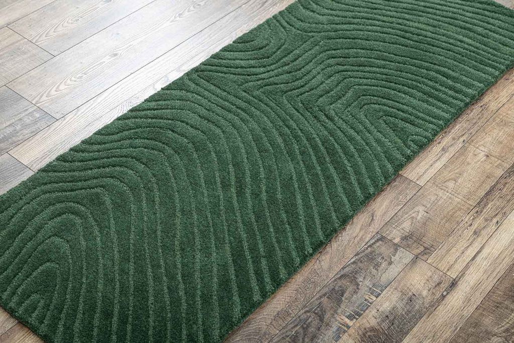 Contours Green 100% Wool Hand Tufted Carpet