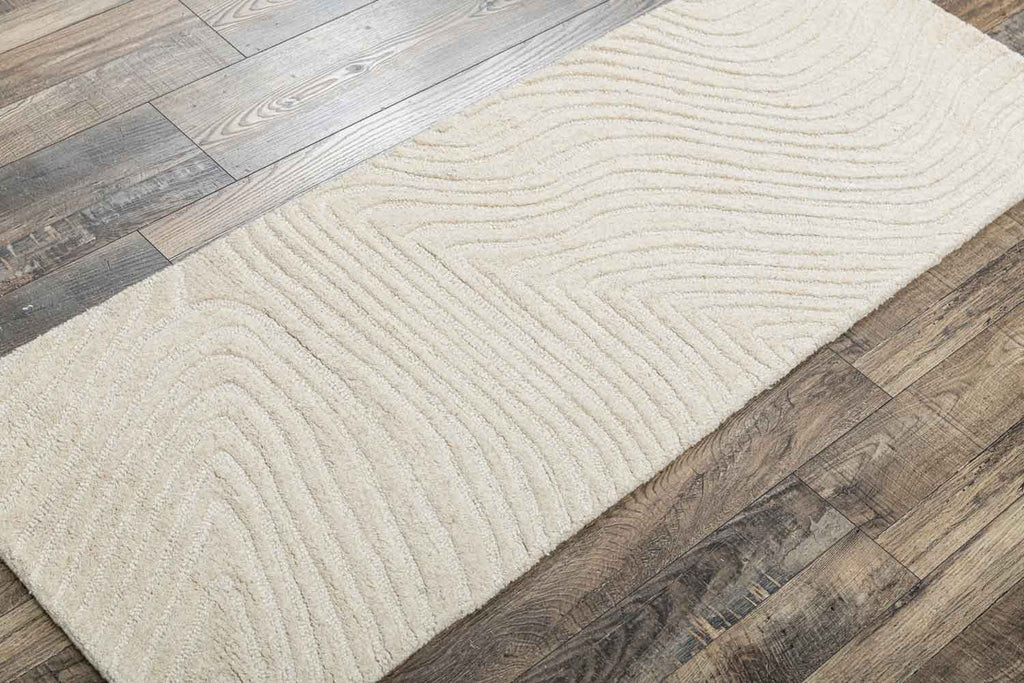 Contours Ivory 100% Wool Hand Tufted Carpet