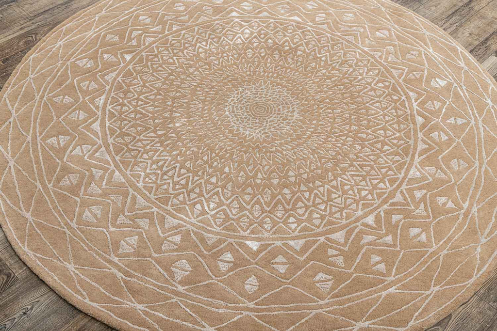 Drums Beige Gold Wool And Bamboo Silk Hand Tufted Carpet