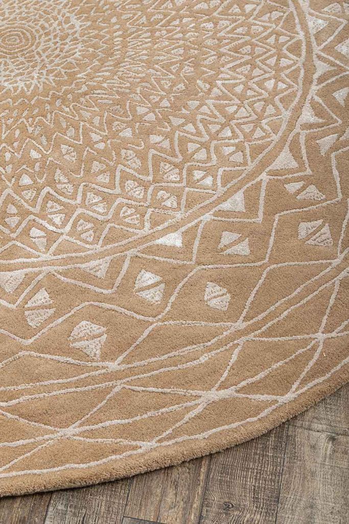 Drums Beige Gold Wool And Bamboo Silk Hand Tufted Carpet