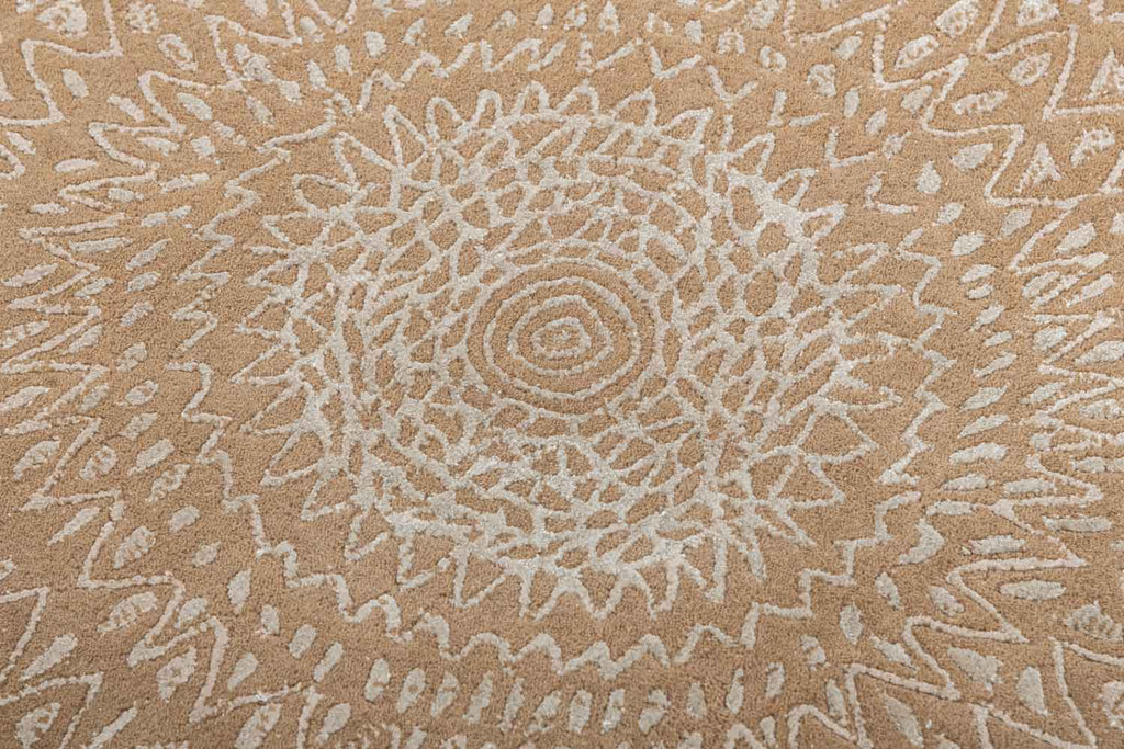 Drums Beige Gold Wool And Bamboo Silk Hand Tufted Carpet
