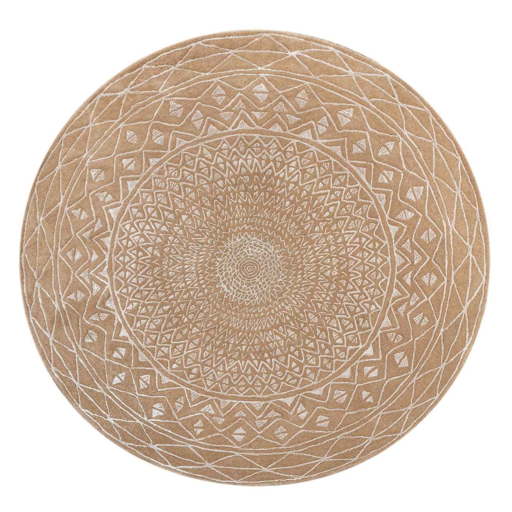 Drums Beige Gold Wool And Bamboo Silk Hand Tufted Carpet