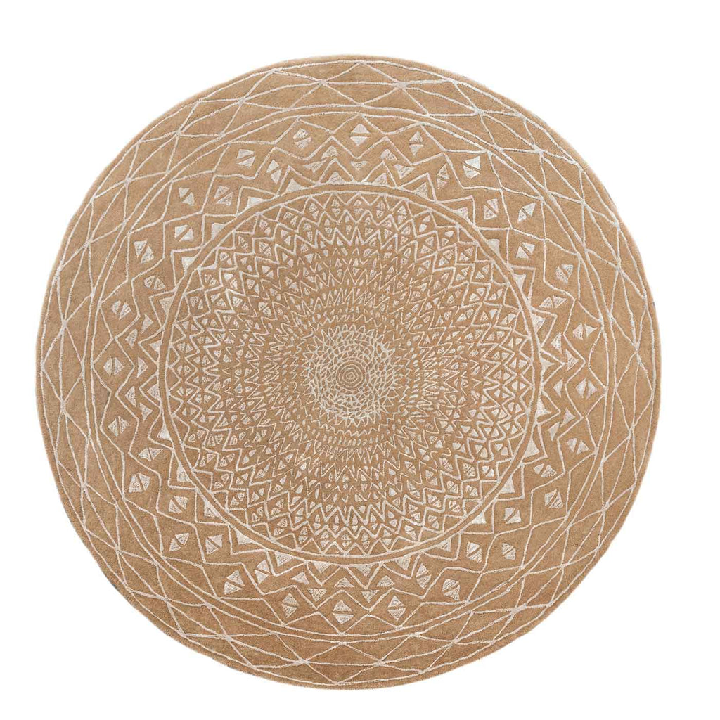 Drums Beige Gold Wool And Bamboo Silk Hand Tufted Carpet