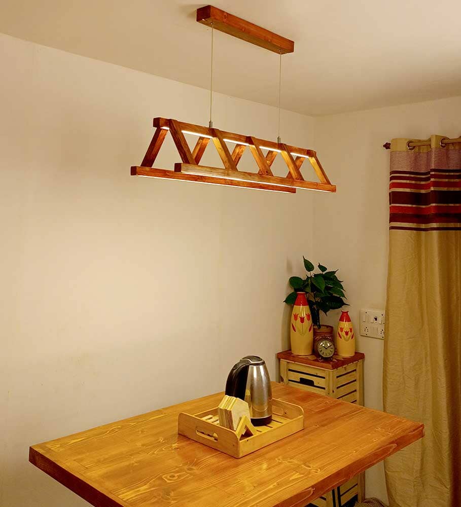 Elaine 36 Brown Wooden LED Hanging Lamp
