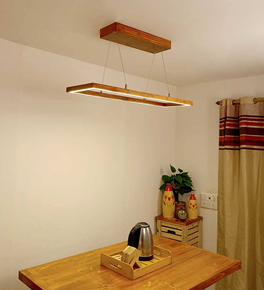 Even 36 Brown Wooden LED Hanging Lamp