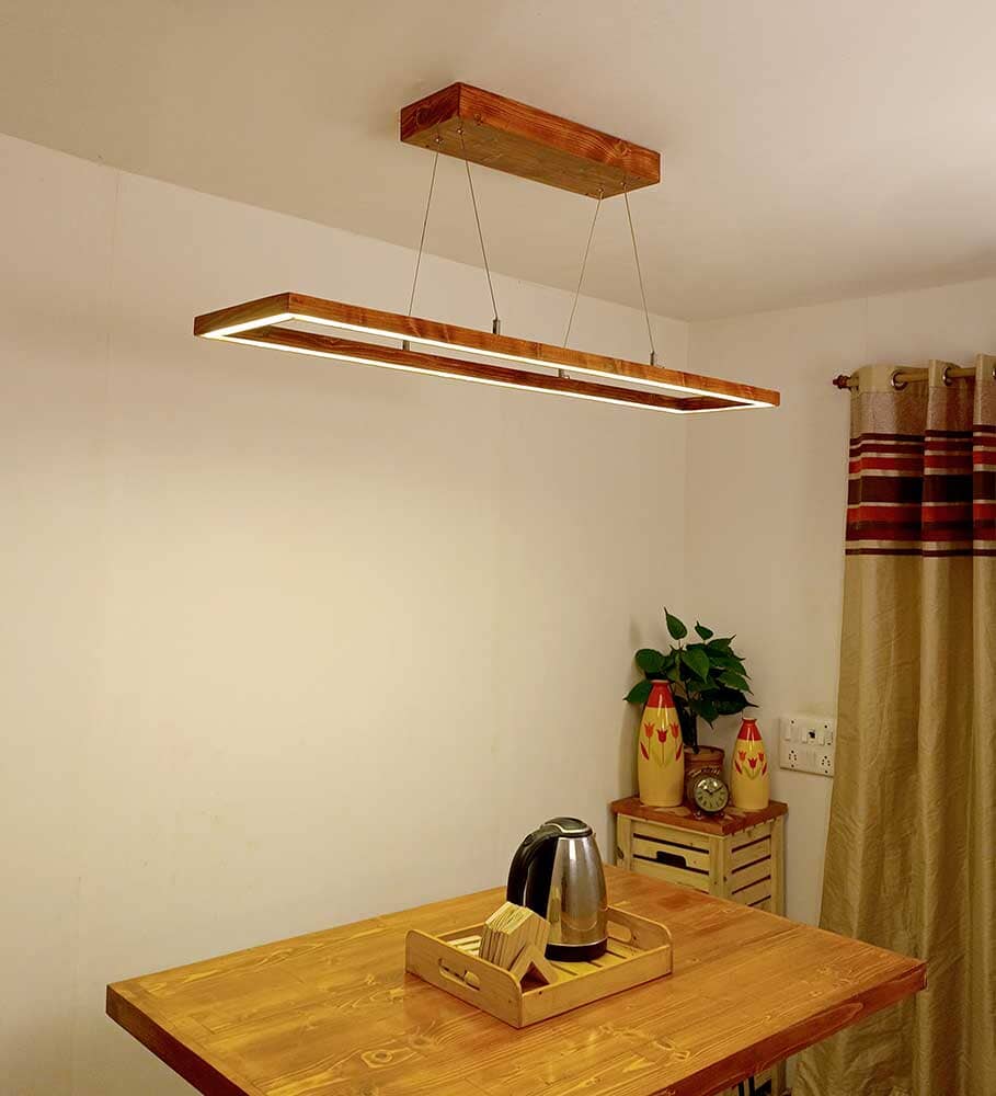 Even 48 Brown Wooden LED Hanging Lamp