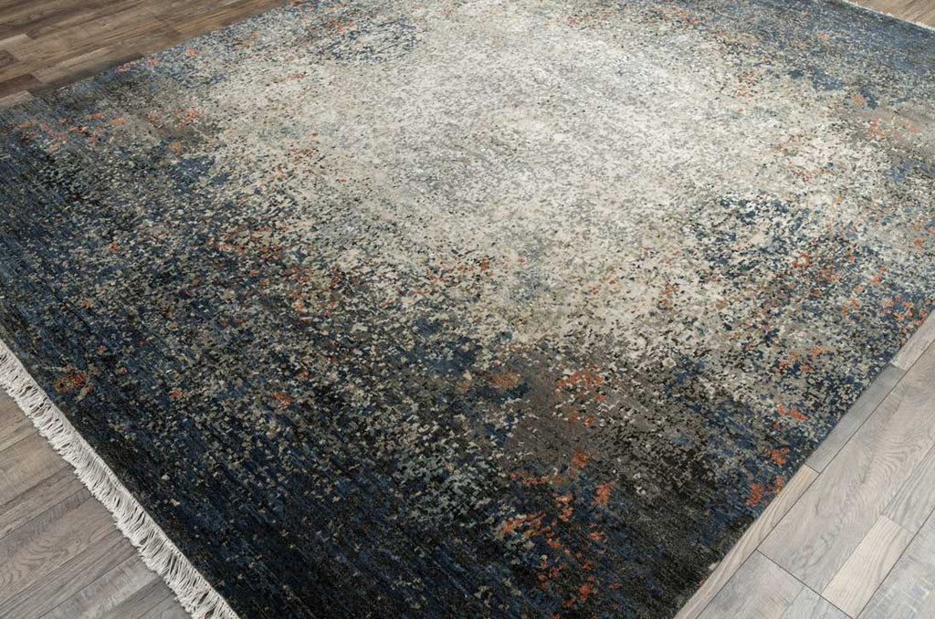Luxury - Pristine Charcoal Grey Wool & Viscose Hand Knotted Premium Carpet