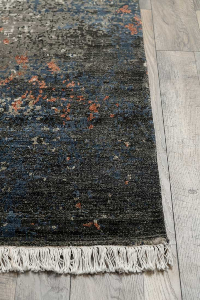 Luxury - Pristine Charcoal Grey Wool & Viscose Hand Knotted Premium Carpet