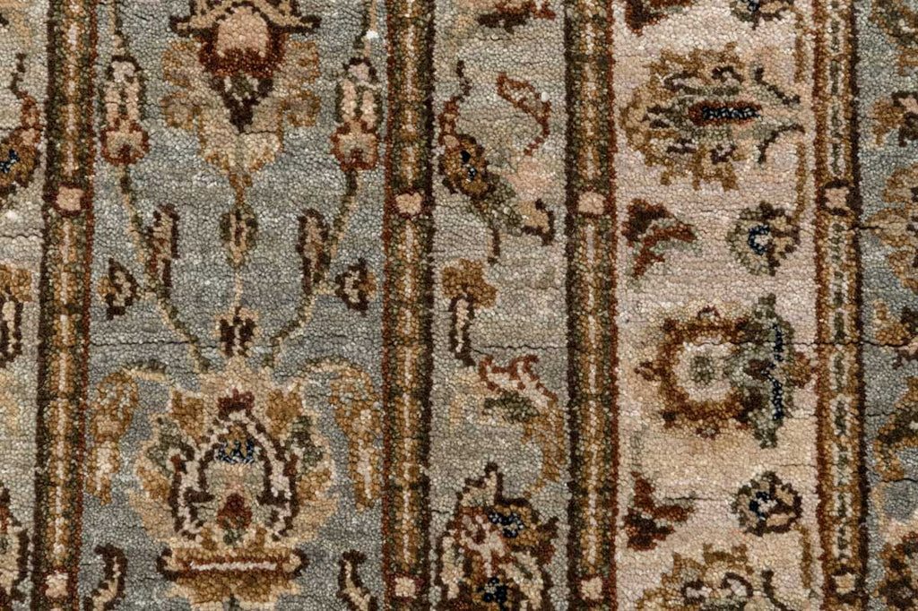 Luxury - Pristine Sea Blue Ivory Woolen Hand Knotted Premium Carpet