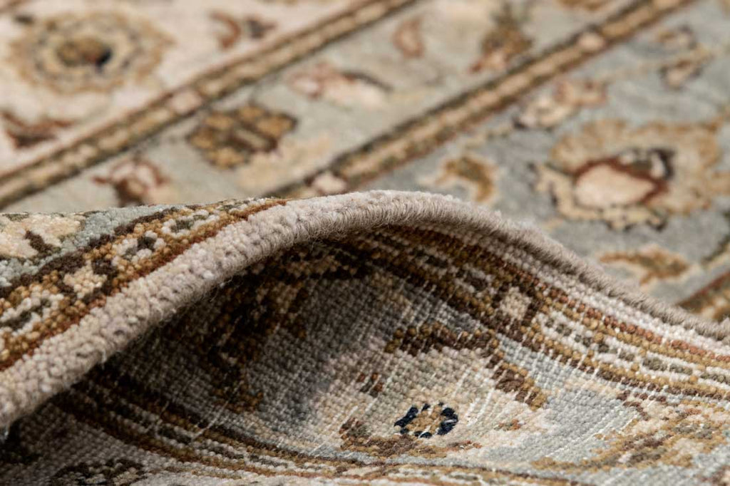 Luxury - Pristine Sea Blue Ivory Woolen Hand Knotted Premium Carpet