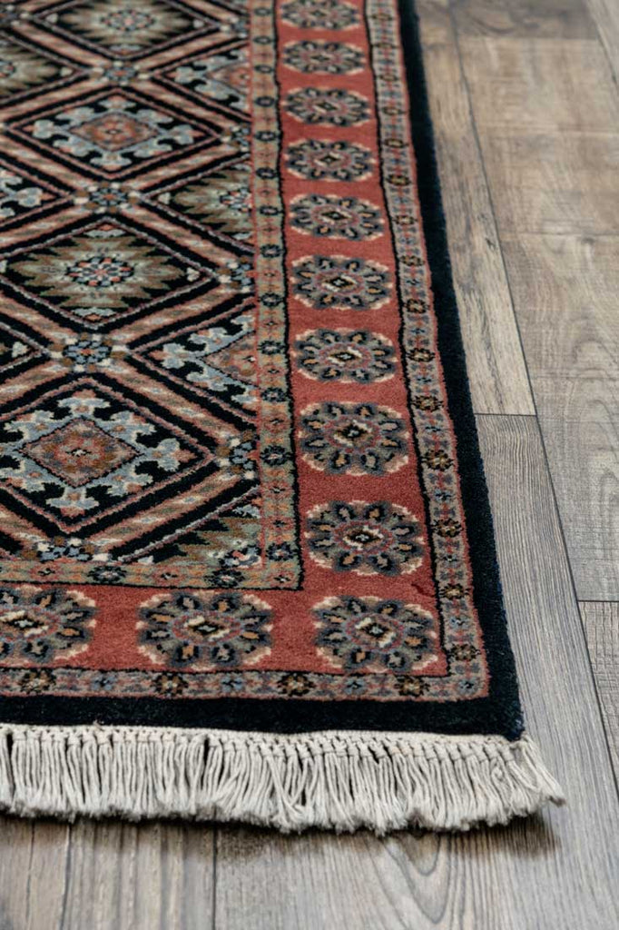Luxury - Pristine Navy Blue & Rose Gold Woolen Hand Knotted Premium Carpet