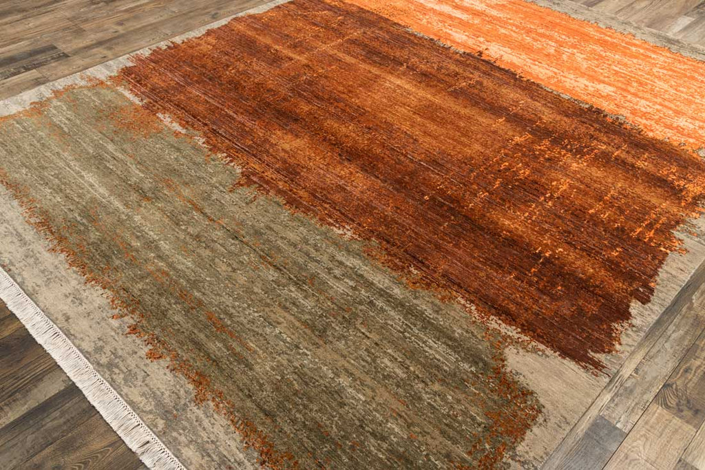 Luxury - Pristine Camel Rust Wool & Silk Hand Knotted Premium Carpet