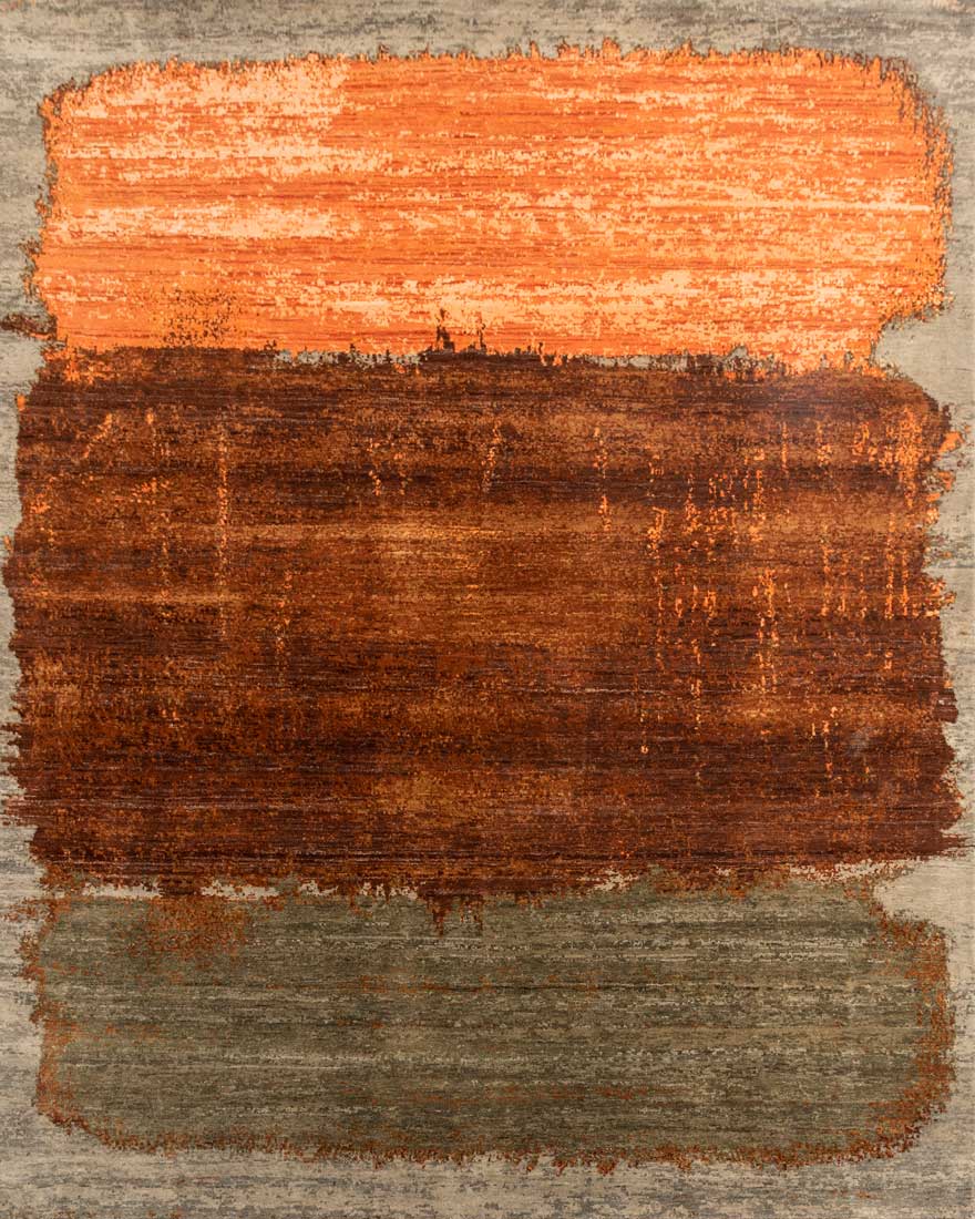 Rust Camel Rug Luxury - Pristine Camel Rust Wool & Silk Hand Knotted Premium Carpet