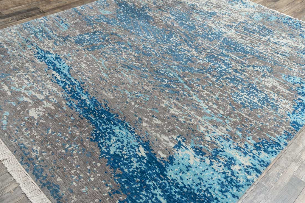 Luxury - Pristine Grey Blue Woolen Hand Knotted Premium Carpet