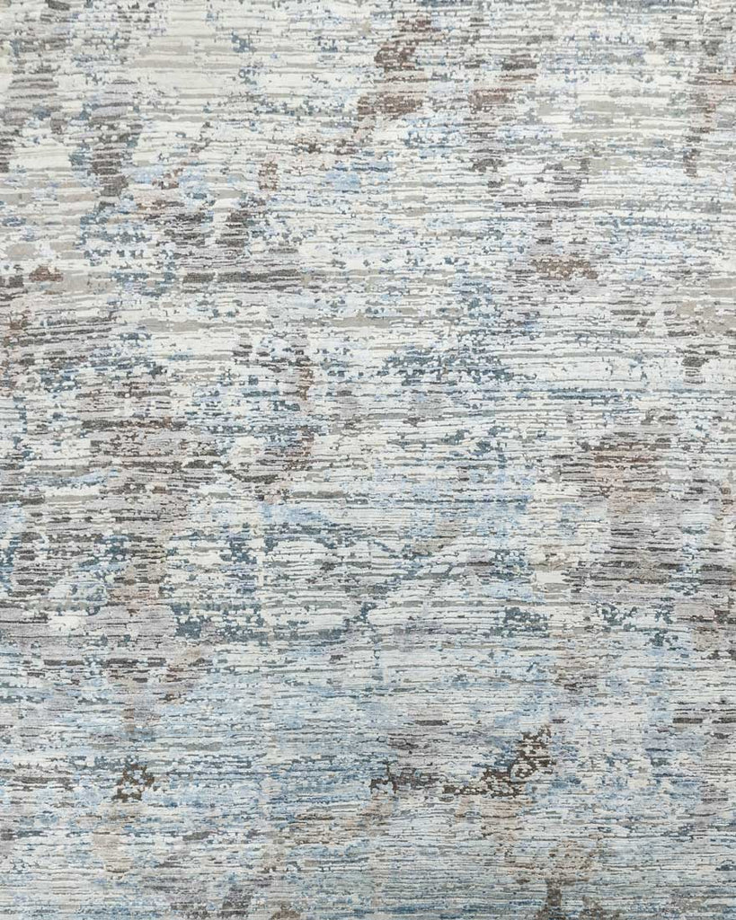 Luxury - Pristine Grey Brown Blue Wool & Silk Hand Knotted Premium Carpet